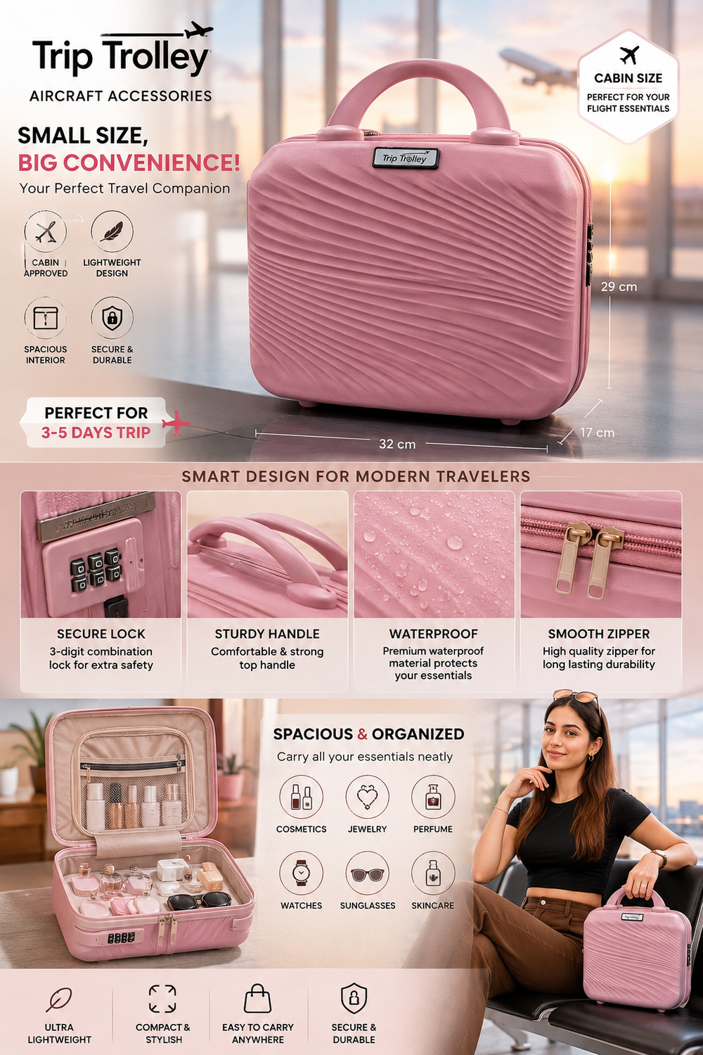 Pink Trip Trolley Vanity Box