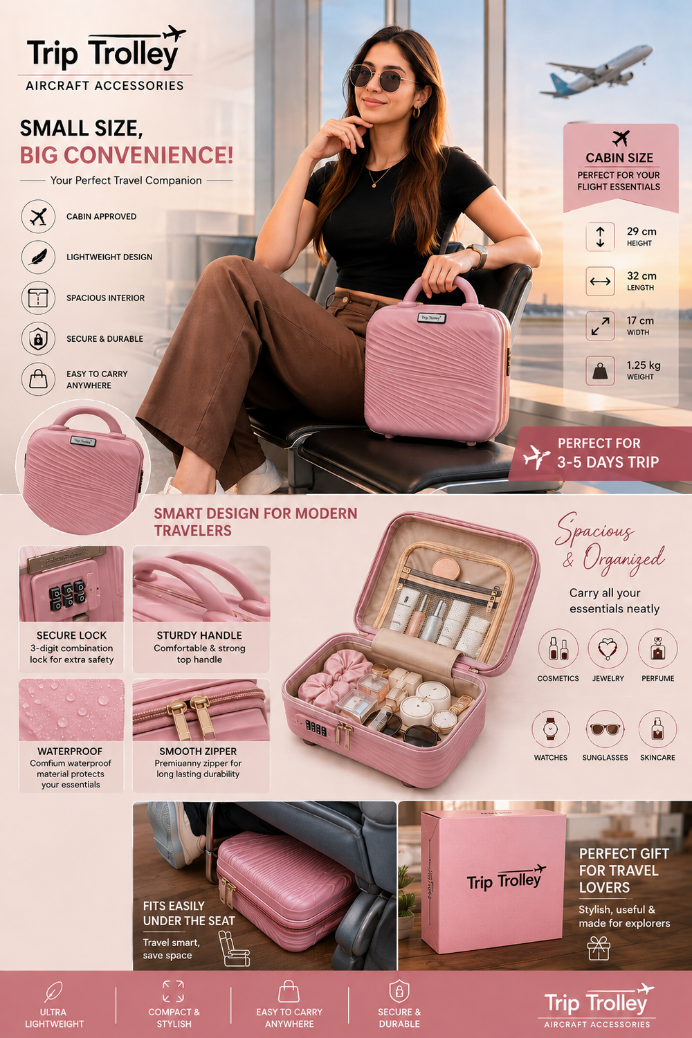 Pink Trip Trolley Vanity Box
