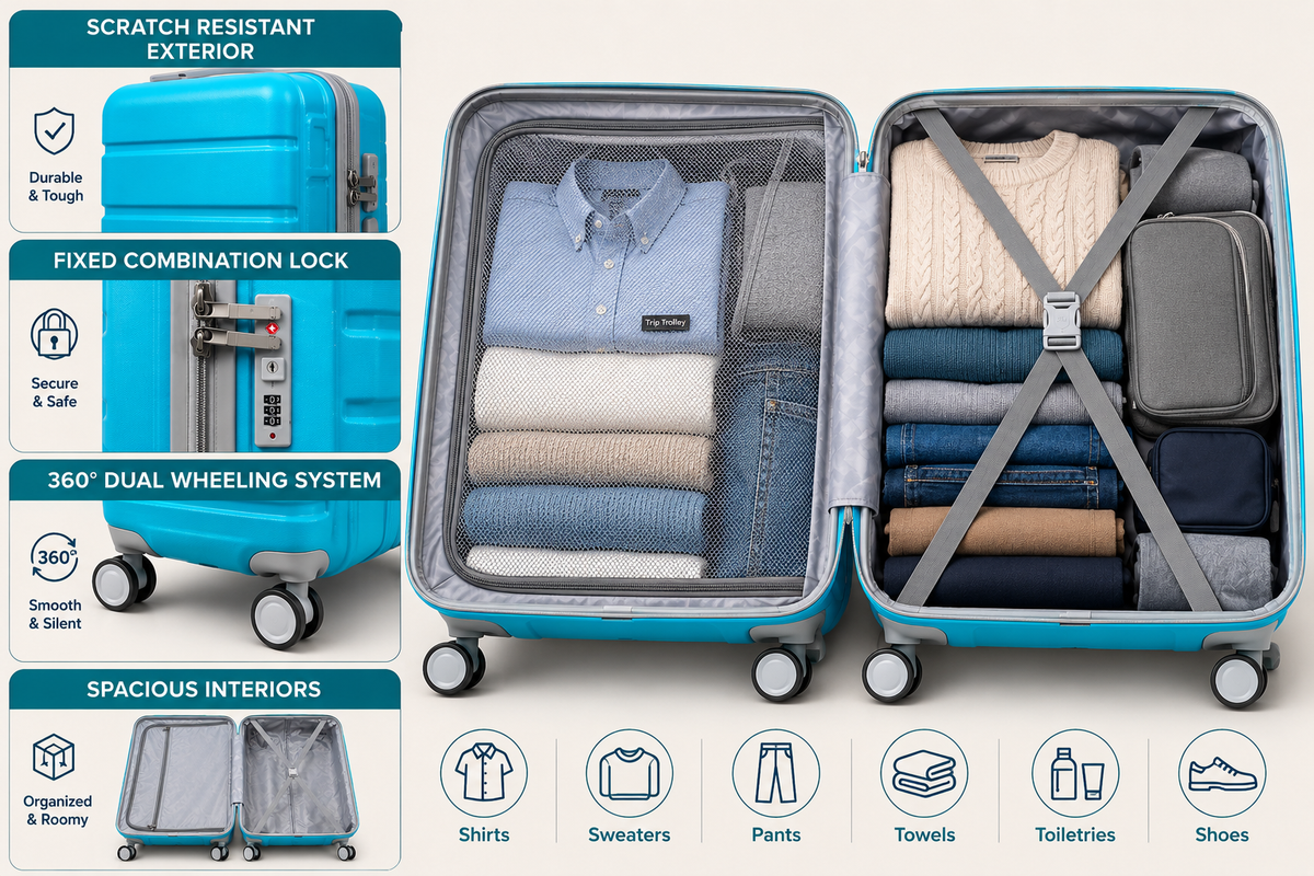 Sea Blue Boxer trolley bag set - travel luggage