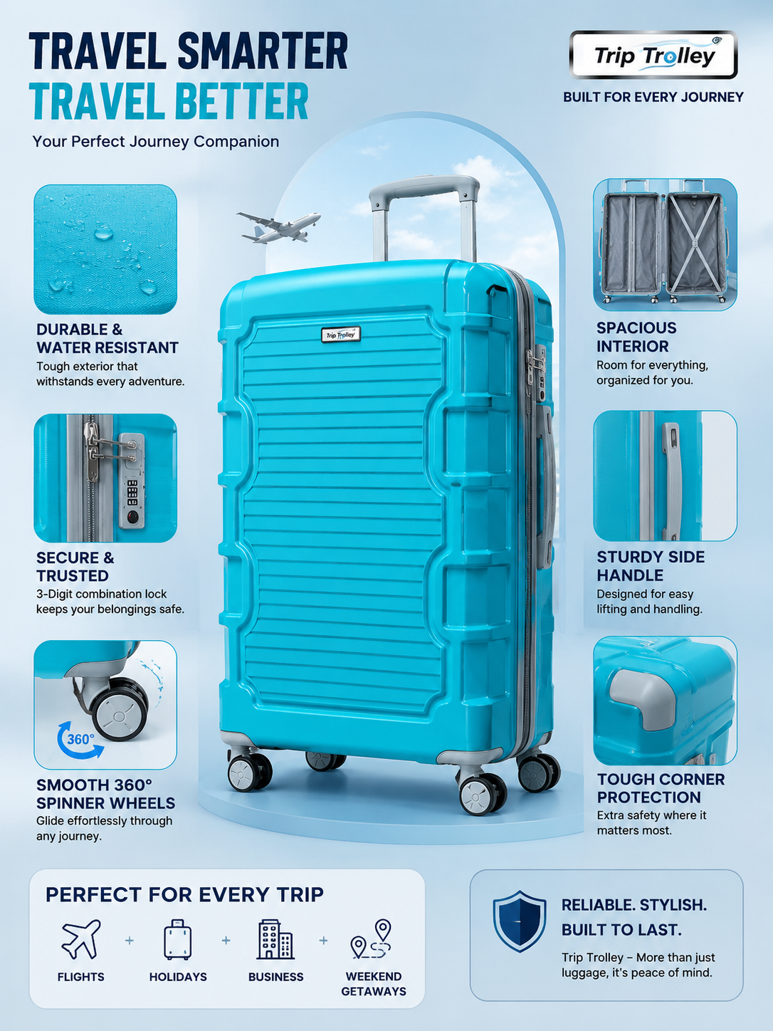 Trip Trolley Sea Blue Boxer travel bag