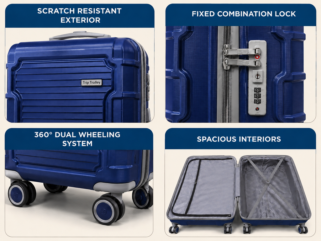 Royal Blue luggage set of 3 - Trip Trolley