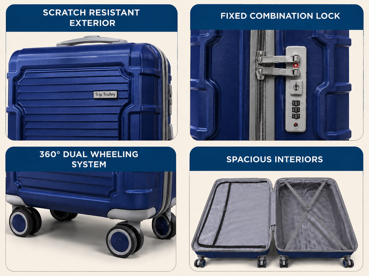 Royal Blue luggage set of 3 - Trip Trolley