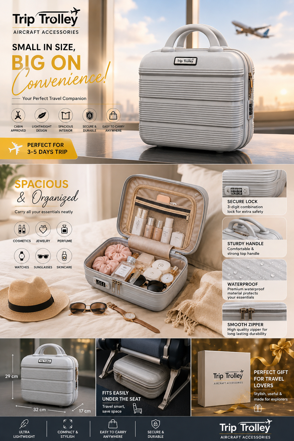 Trip Trolley Grey Travel Vanity Box 6
